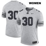 Women's NCAA Ohio State Buckeyes Kevin Dever #30 College Stitched No Name Authentic Nike Gray Football Jersey CR20E01AS